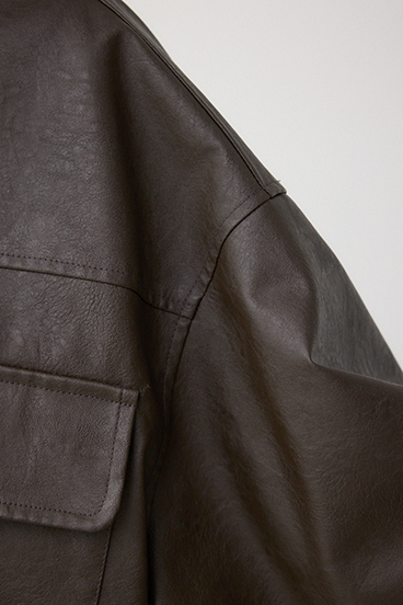 フェイクレザーショートブルゾン 詳細画像