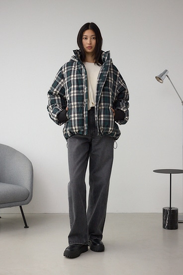 B-HEAT フード付き中綿チェックジャケット 詳細画像