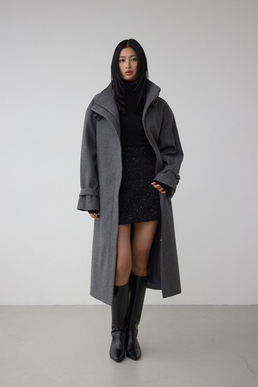 B-HEAT スタンドカラージップロングコート