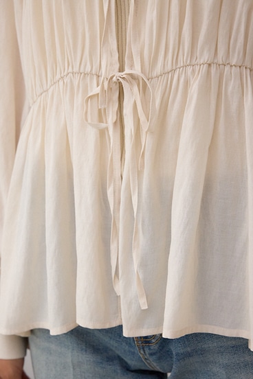 フロントリボン長袖シャツカーディガン 詳細画像