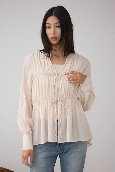 フロントリボン長袖シャツカーディガン 詳細画像