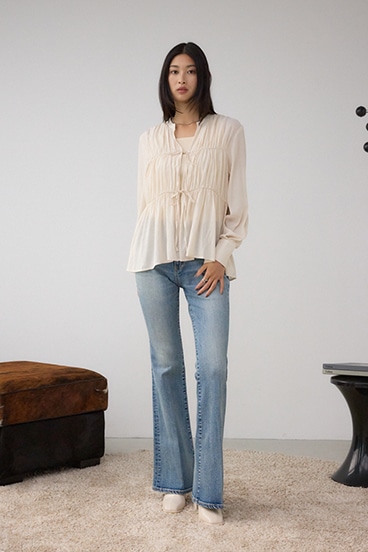 フロントリボン長袖シャツカーディガン 詳細画像