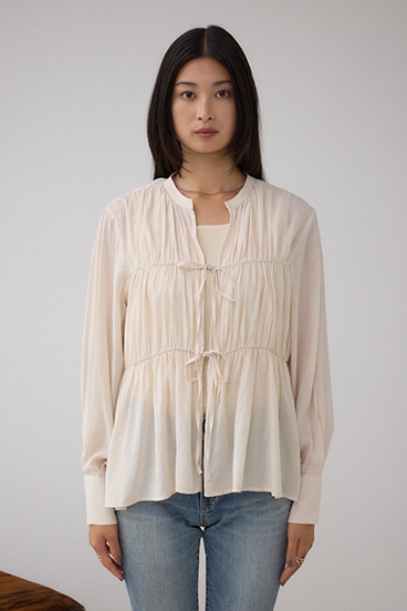 フロントリボン長袖シャツカーディガン 詳細画像