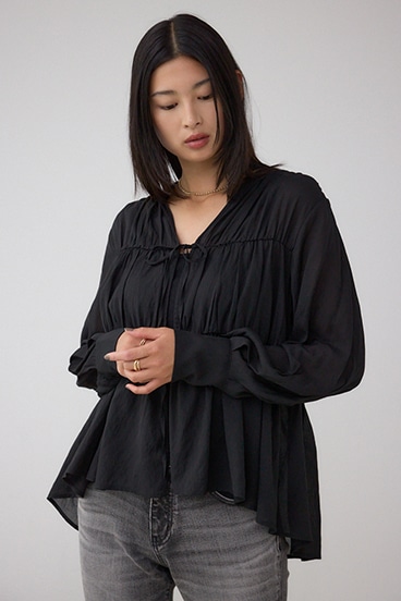 フロントリボン長袖シャツカーディガン 詳細画像