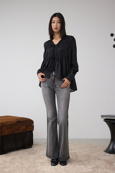 フロントリボン長袖シャツカーディガン 詳細画像