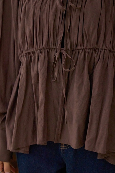 フロントリボン長袖シャツカーディガン 詳細画像