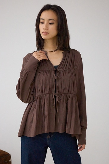 フロントリボン長袖シャツカーディガン 詳細画像