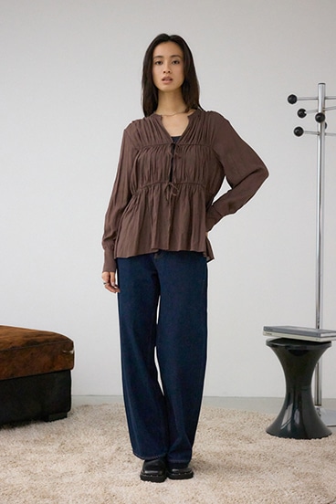 フロントリボン長袖シャツカーディガン 詳細画像