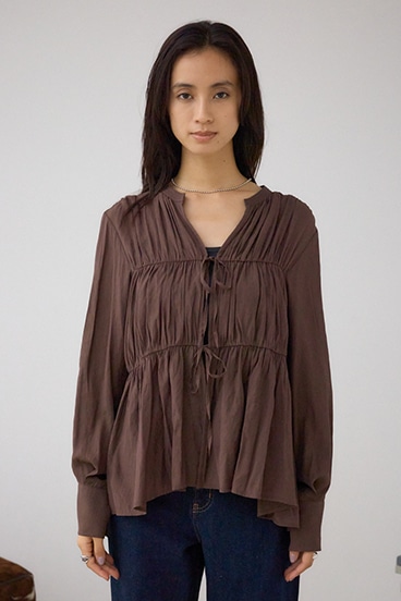 フロントリボン長袖シャツカーディガン 詳細画像