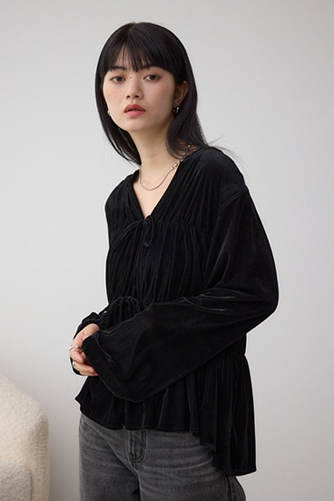 ベロアリボンブラウス 詳細画像