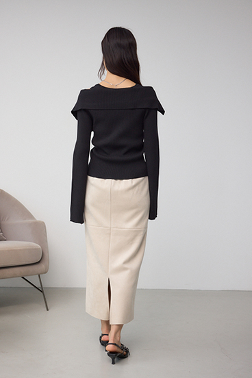 フェイクスエード/フェイクレザータイトスカート 詳細画像