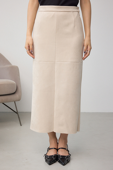 フェイクスエード/フェイクレザータイトスカート 詳細画像