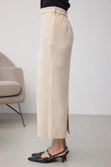 フェイクスエード/フェイクレザータイトスカート 詳細画像