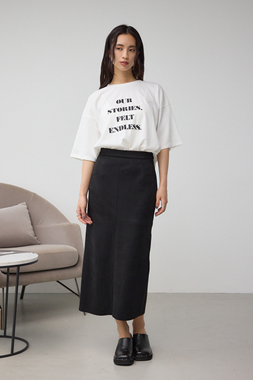 フェイクスエード/フェイクレザータイトスカート 詳細画像