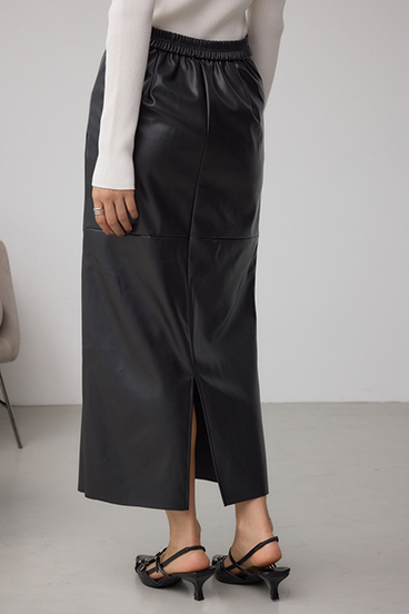 フェイクスエード/フェイクレザータイトスカート 詳細画像