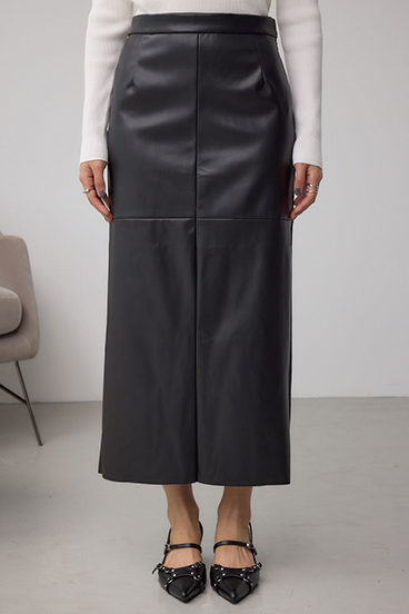 フェイクスエード/フェイクレザータイトスカート 詳細画像