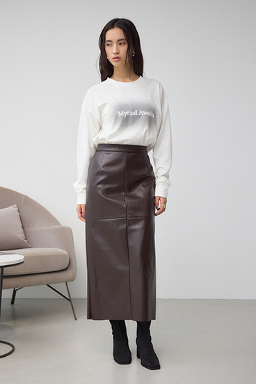 フェイクスエード/フェイクレザータイトスカート 詳細画像