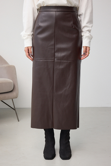 フェイクスエード/フェイクレザータイトスカート 詳細画像