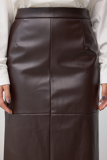 フェイクスエード/フェイクレザータイトスカート 詳細画像