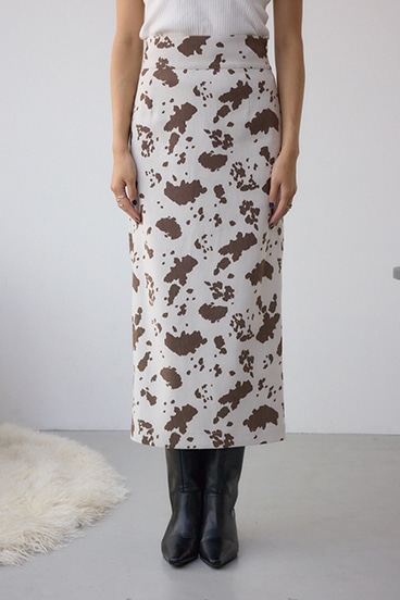 カウ柄ジャガードタイトスカート 詳細画像