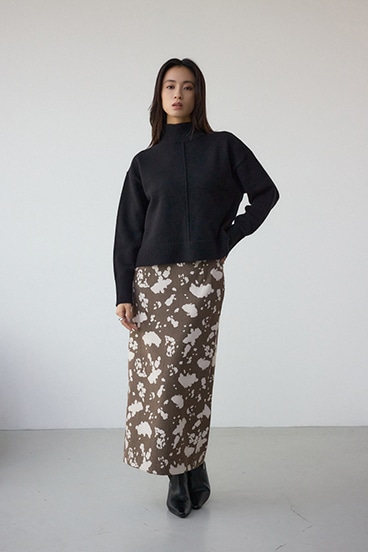 カウ柄ジャガードタイトスカート 詳細画像