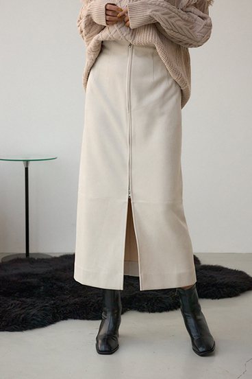 フェイクレザー/スエードジップタイトスカート