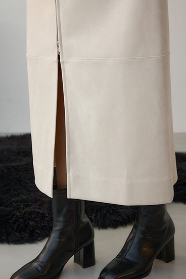 フェイクレザー/スエードジップタイトスカート 詳細画像