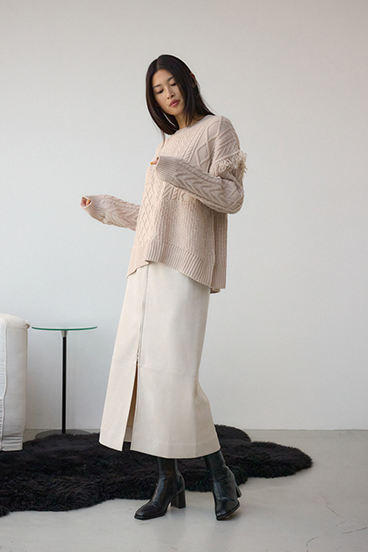 フェイクレザー/スエードジップタイトスカート 詳細画像