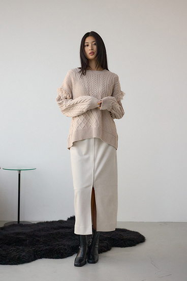 フェイクレザー/スエードジップタイトスカート 詳細画像