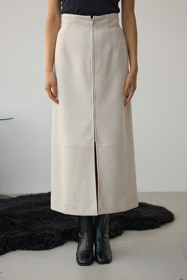 フェイクレザー/スエードジップタイトスカート 詳細画像