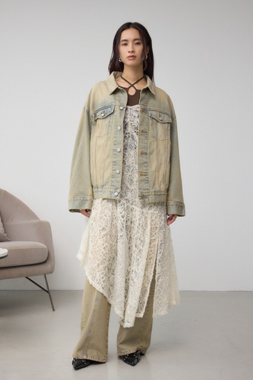 アシンメトリーレイヤードレースキャミワンピース 詳細画像