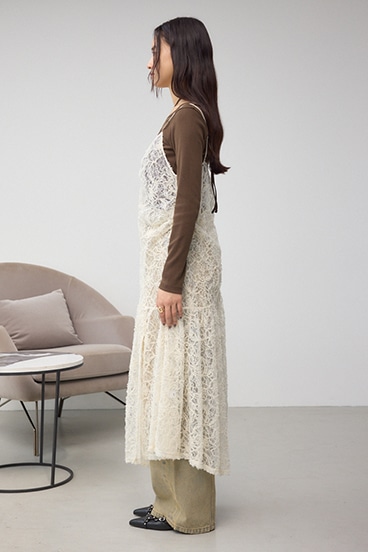 アシンメトリーレイヤードレースキャミワンピース 詳細画像