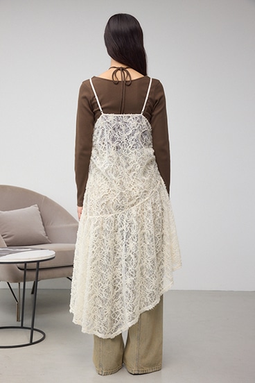 アシンメトリーレイヤードレースキャミワンピース 詳細画像