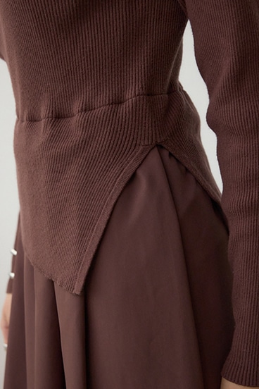 布帛ドッキングドレープニットワンピース 詳細画像