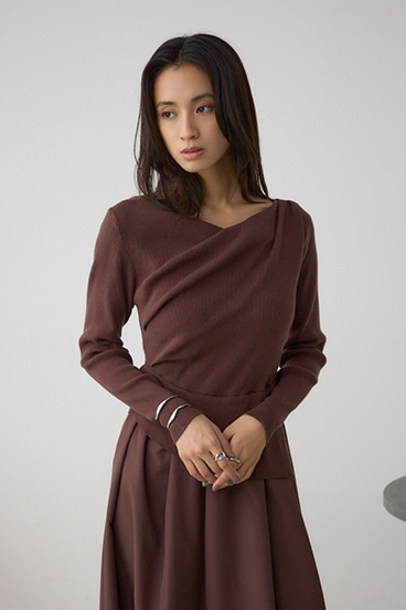 布帛ドッキングドレープニットワンピース 詳細画像
