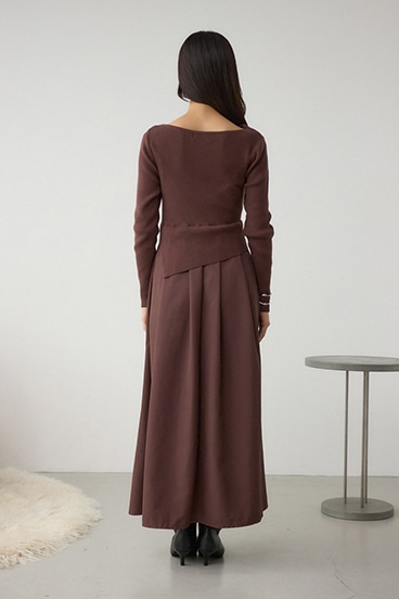 布帛ドッキングドレープニットワンピース 詳細画像