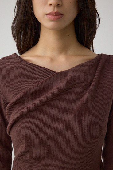 布帛ドッキングドレープニットワンピース 詳細画像