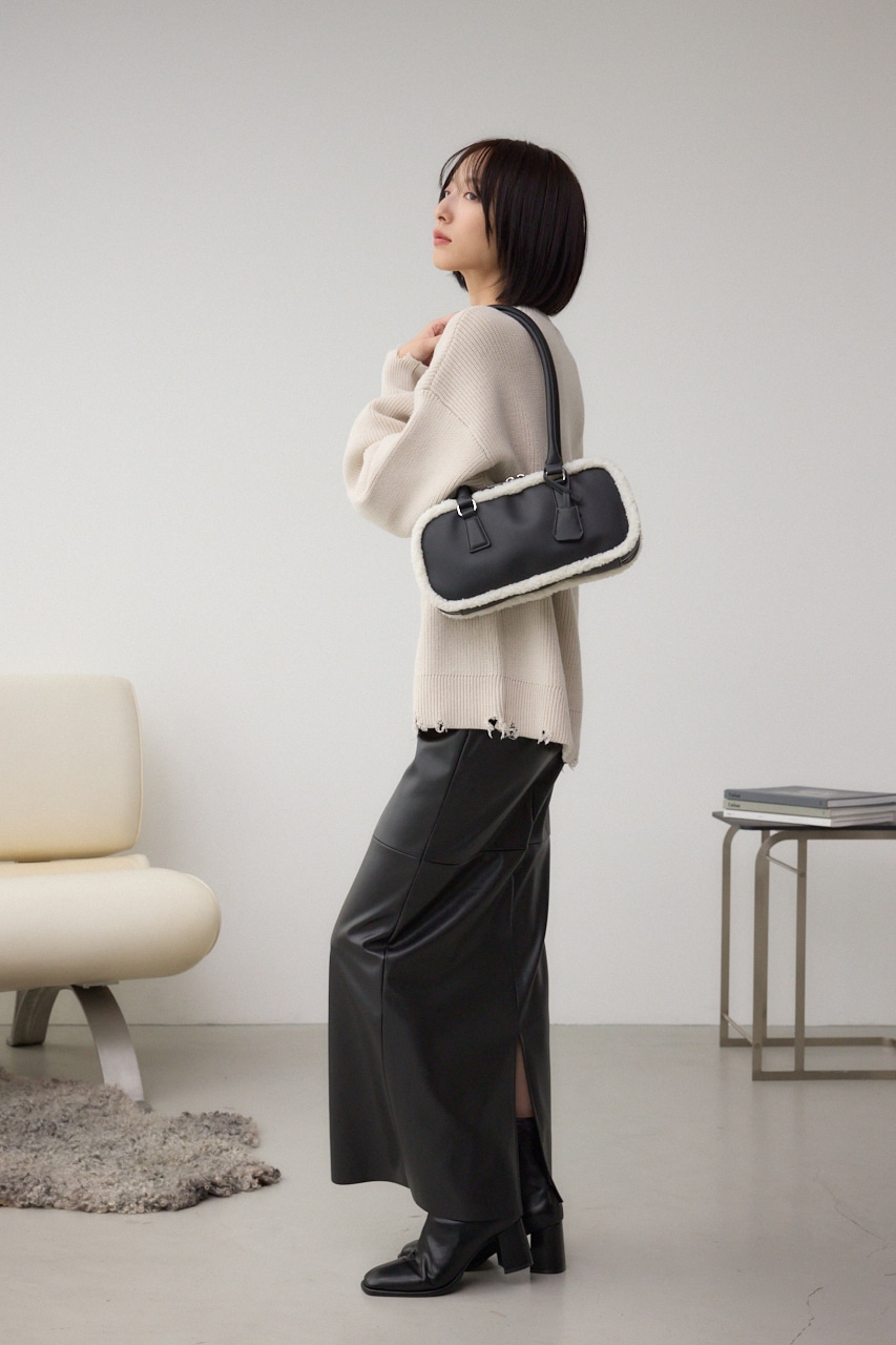 フェイクムートンスクエアトートバッグ 詳細画像