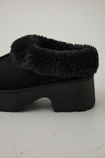 厚底ムートンヒールデザインスリッポン 詳細画像