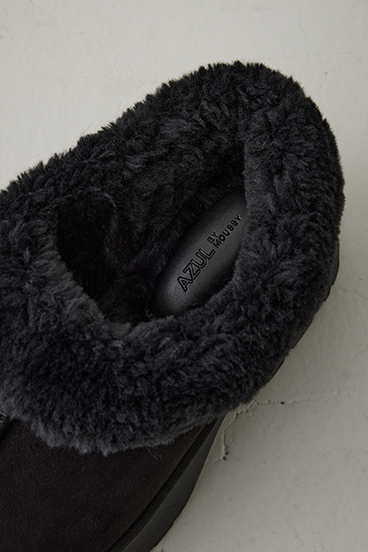 厚底ムートンヒールデザインスリッポン 詳細画像