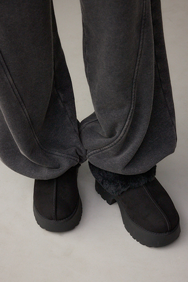 厚底ムートンヒールデザインスリッポン 詳細画像