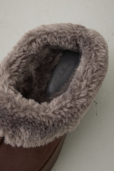 厚底ムートンヒールデザインスリッポン 詳細画像