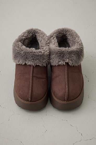 厚底ムートンヒールデザインスリッポン 詳細画像