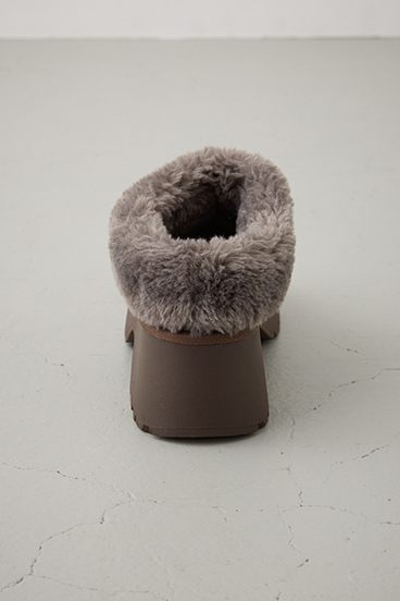 厚底ムートンヒールデザインスリッポン 詳細画像