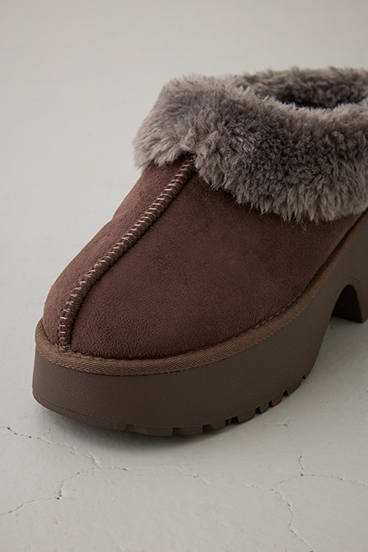 厚底ムートンヒールデザインスリッポン 詳細画像