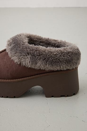 厚底ムートンヒールデザインスリッポン 詳細画像