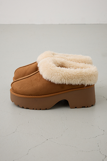 厚底ムートンヒールデザインスリッポン 詳細画像