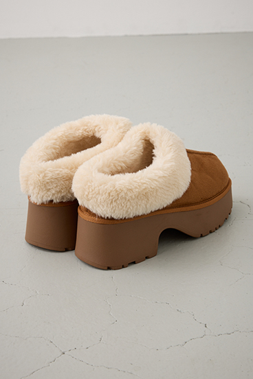 厚底ムートンヒールデザインスリッポン 詳細画像
