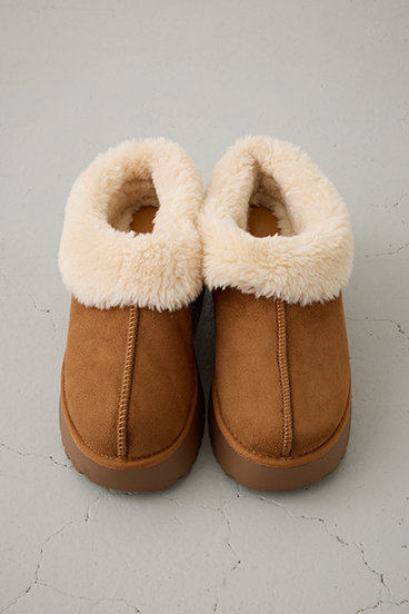 厚底ムートンヒールデザインスリッポン 詳細画像