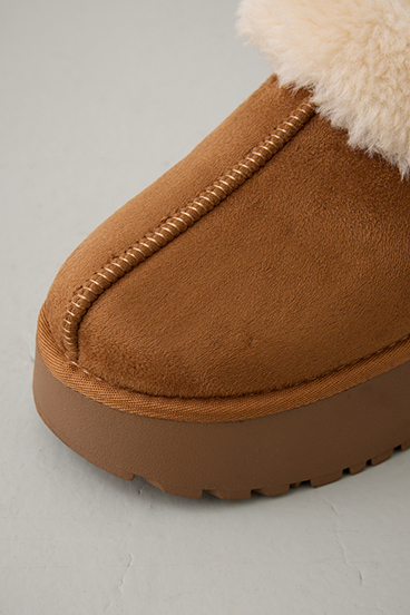 厚底ムートンヒールデザインスリッポン 詳細画像